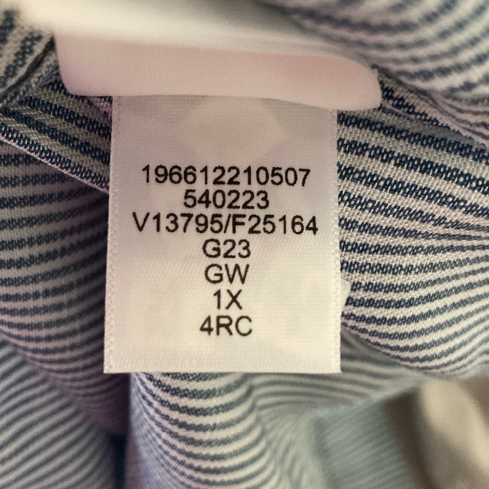 Lands’ End Blue Striped Midi Skirt 1x (16w-18w) with removable belt and pockets - Picture 6 of 6